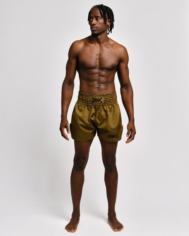 Muay Thai trenky Caged Classic – Khaki/Černé
