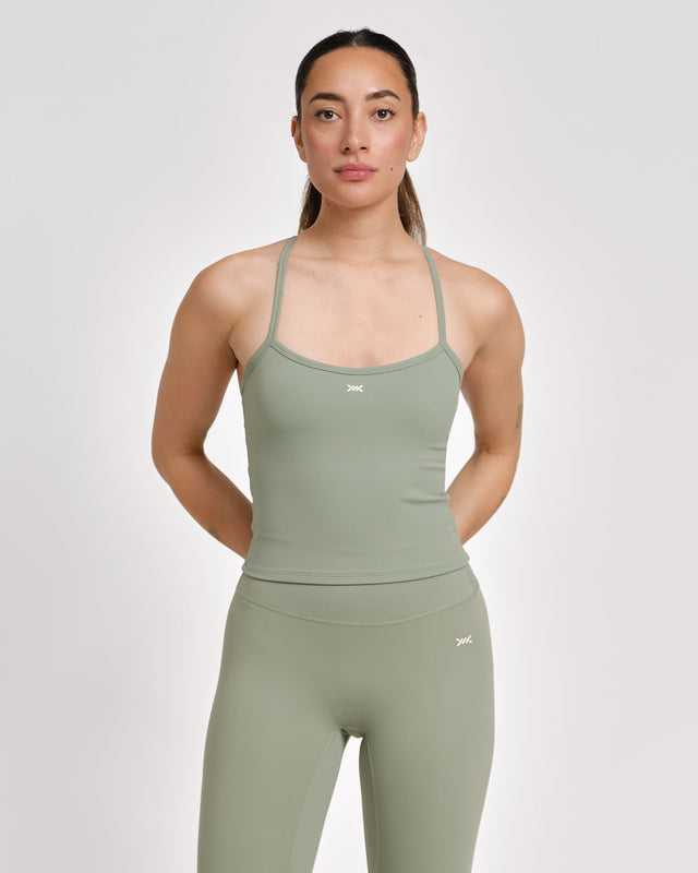 Caged Aspire Tank Top – Verde Sálvia