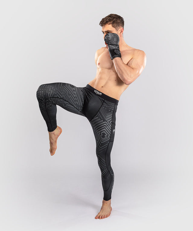 Shorts de compression Venum Midnight Fury – Noir/Gris/Argent