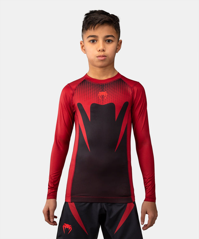 Venum Rashguard Attack Lange Mouwen Børn - Sort/Rød