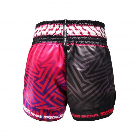 Pantaloncini Muay Thai Twins TTBL Maze – Nero/Rosa