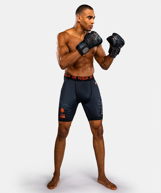 Shorts de compression Venum Thunder Dragon – Noir/Gris/Cuivre