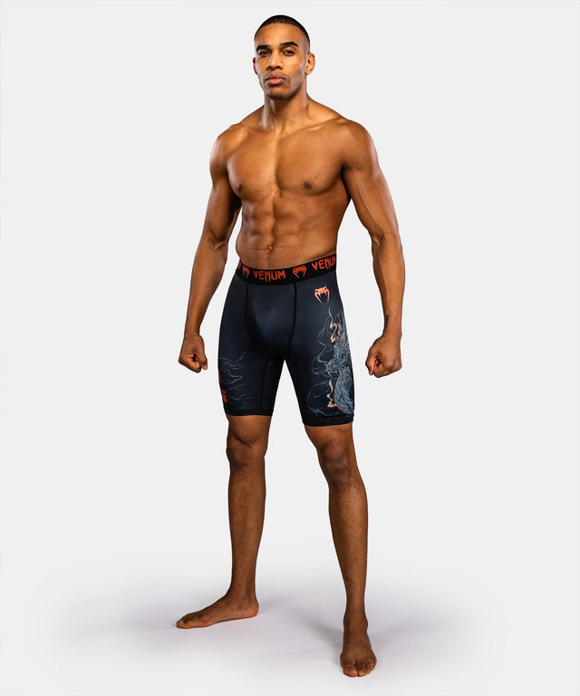 Shorts de compression Venum Thunder Dragon – Noir/Gris/Cuivre