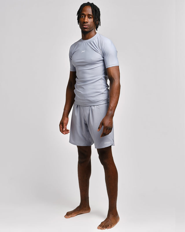 Rashguard Caged Tactical Mangas Curtas – Cinzento Chumbo