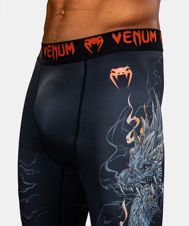 Shorts de compression Venum Thunder Dragon – Noir/Gris/Cuivre