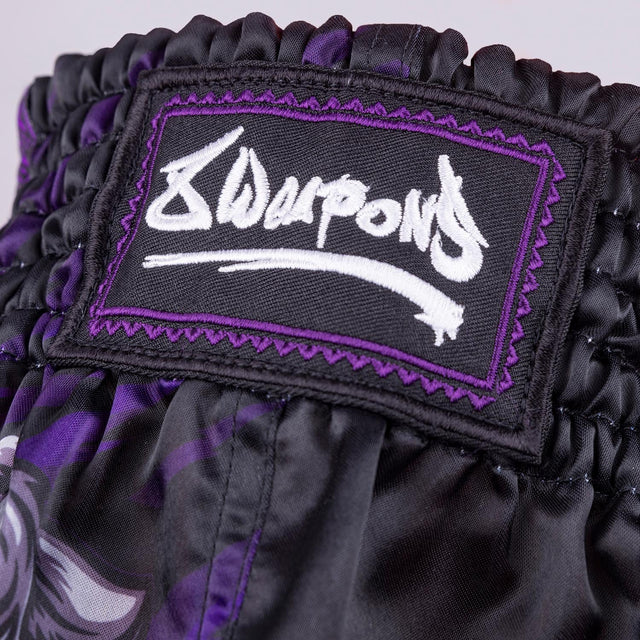 8 WEAPONS Muay Thai shorts Beastial Panther – Sort/Lilla