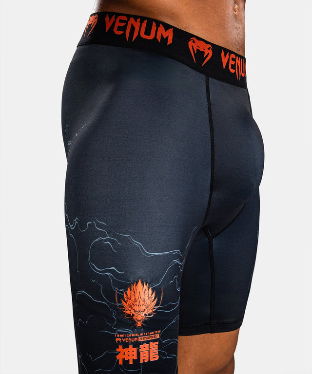 Shorts de compression Venum Thunder Dragon – Noir/Gris/Cuivre