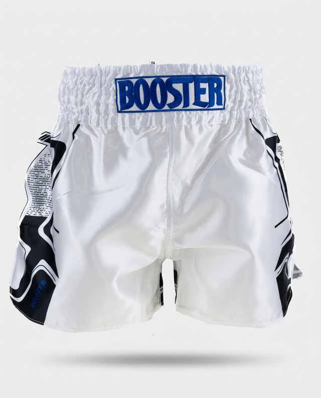 Spodenki Muay Thai Booster BFG Ignite – Biały/Niebieski/Czarny