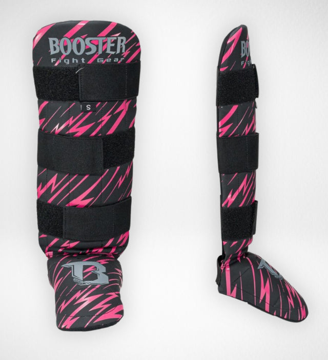 Tibiere Booster Combat Copii – Negru/Roz
