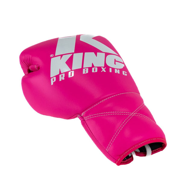 Luvas de boxe King Pro Boxing XK com fecho de cordão – Rosa/Branco