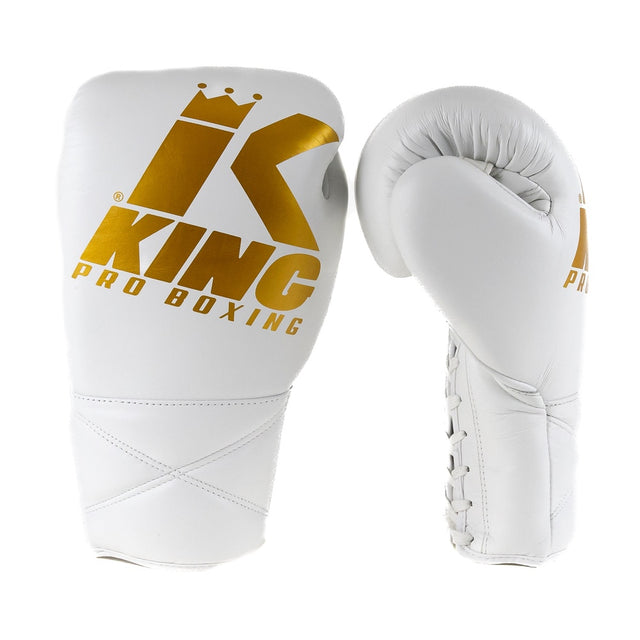 King Pro Boxing Boksehandsker XK med snøreluk - Hvid/Guld