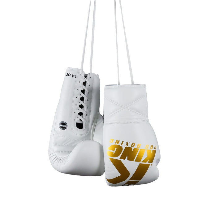 King Pro Boxing Boksehandsker XK med snøreluk - Hvid/Guld