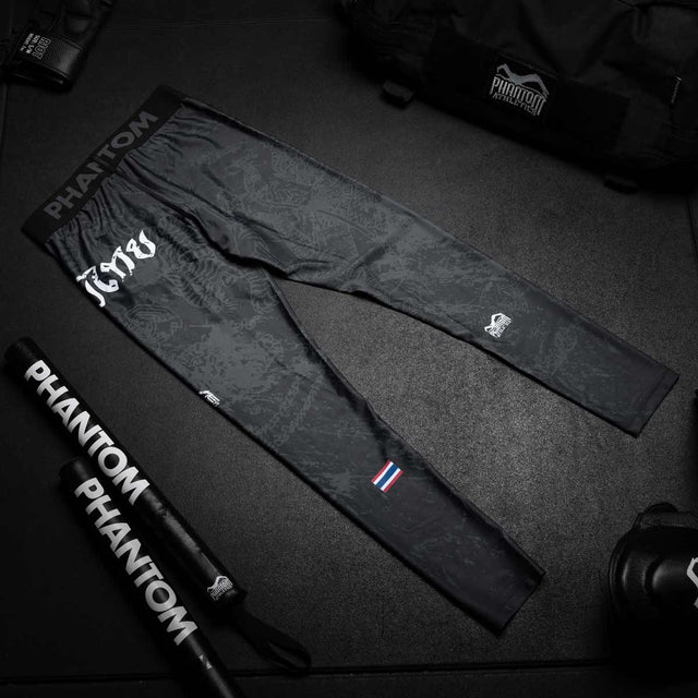Pantalones de compresión Phantom Athletics Muay Thai – Negro/Gris