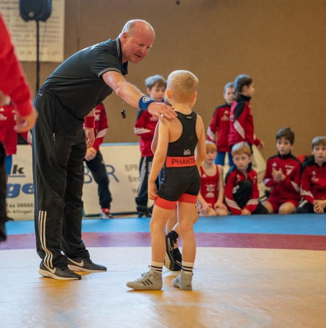Canotta da lotta Phantom Athletics Storm Bambini - Nero/Rosso/Nero/Blu