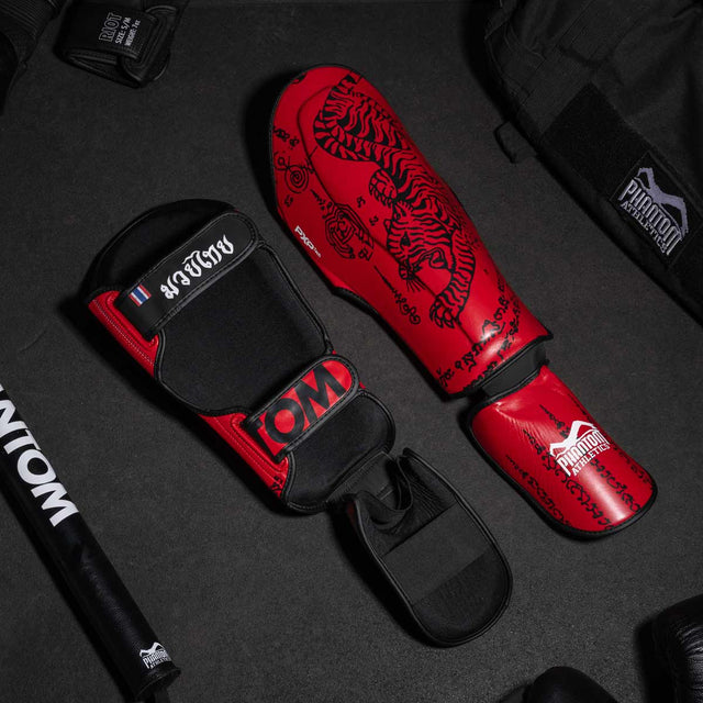 Espinilleras Phantom Athletics Muay Thai – Rojo