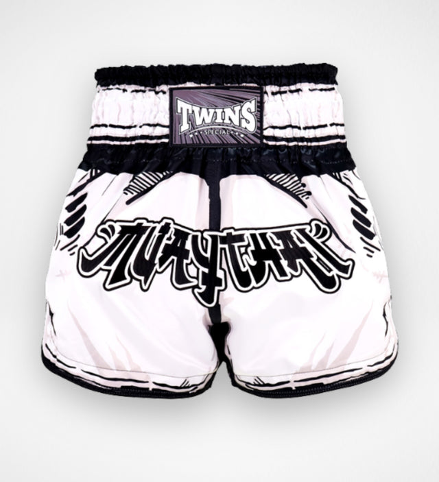 Twins Muay Thai-shorts TTBL Comic – Vit/Svart