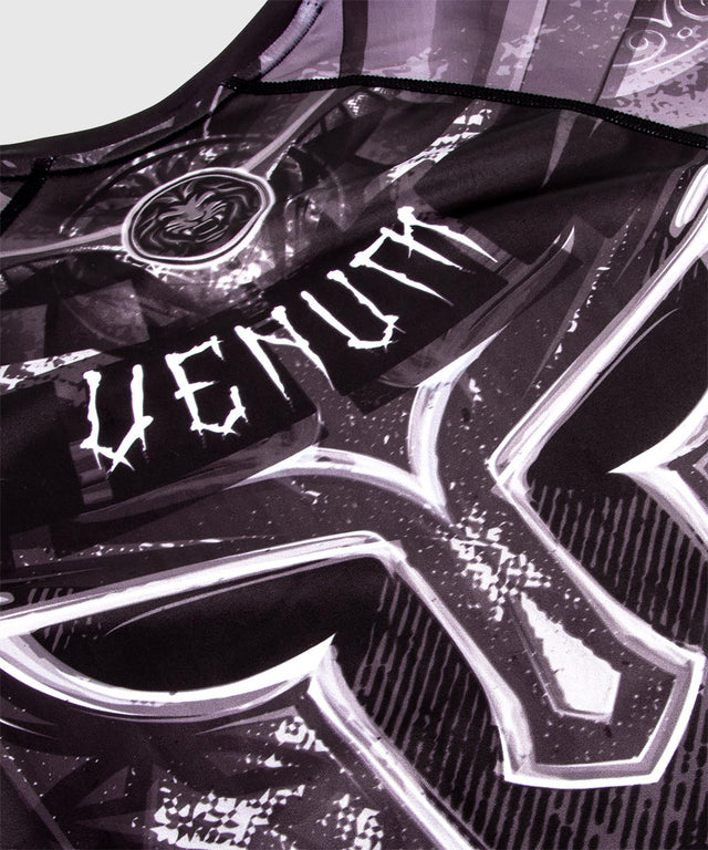 Venum Rashguard Gladiator 3.0 Korte Mouwen - Zwart/Grijs/Wit