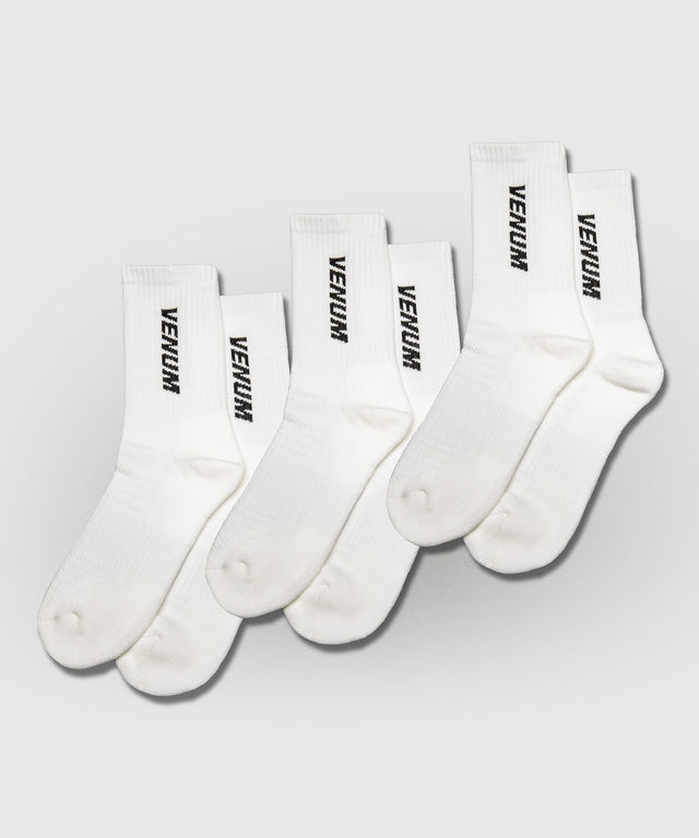 Venum Essential Crew Calze - Bianco - Set di 3