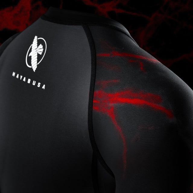 Rashguard Hayabusa x UFC BJJ Mangas Curtas Mulher – Preto/Vermelho