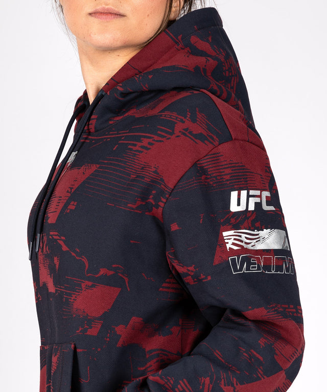 Sudadera con capucha Venum UFC Zenith para mujer – Azul marino/Burdeos/Plata