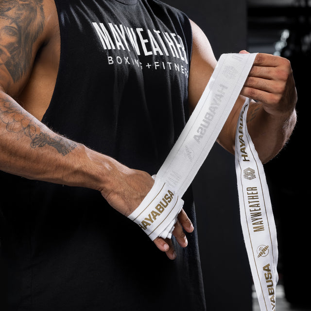 Hayabusa x Mayweather Håndbind Stretch - Hvid/Guld