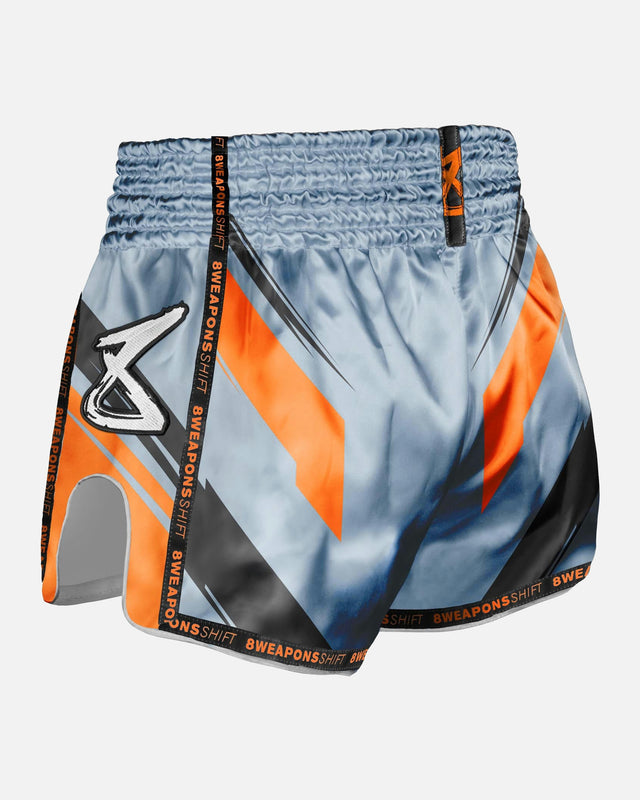 8 WEAPONS Muay-Thai-Shorts Shift – Eisgrau/Orange