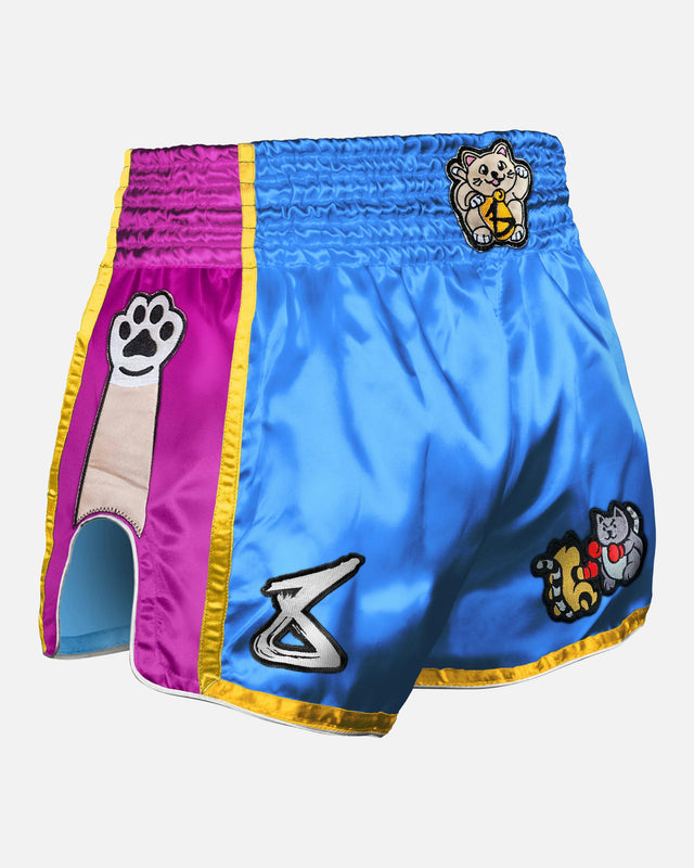 Pantaloni scurți Muay Thai 8 WEAPONS Meow Thai – Albastru/Violet