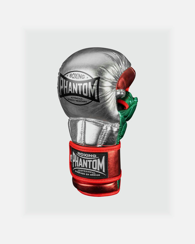 MMA rukavice Phantom Athletics Mexico – Stříbrná/Zelená/Červená