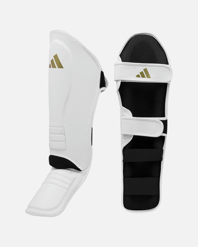 Espinilleras Adidas Speed Thai Shin-n-Step – Blanco/Oro