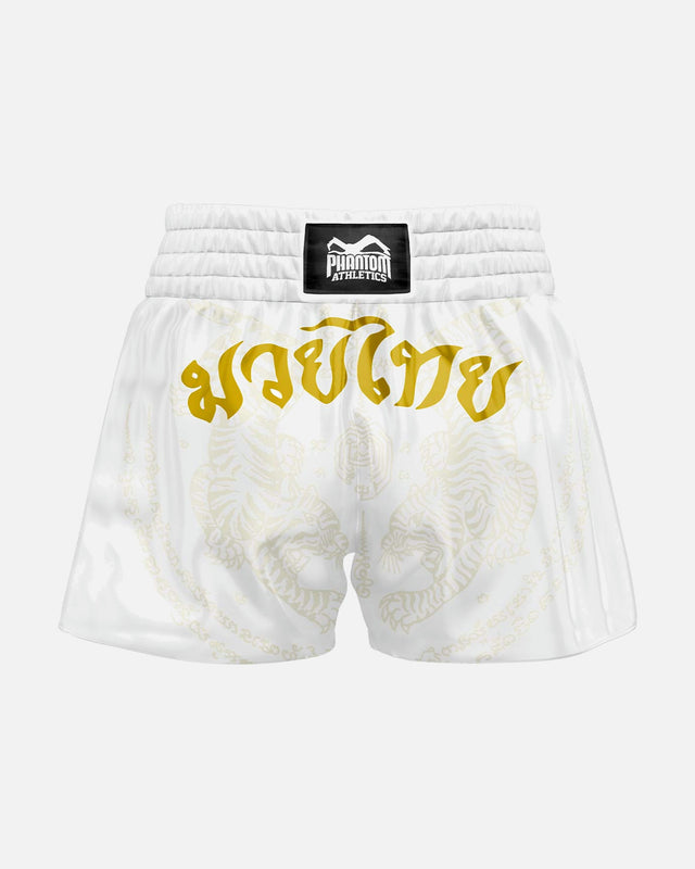 Pantaloncini Muay Thai Phantom Athletics Sak Yant – Bianco/Oro