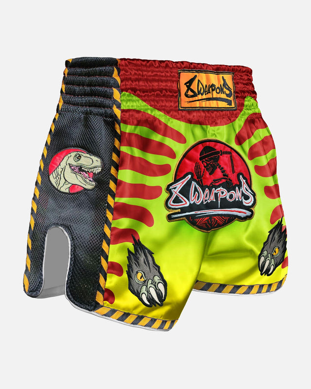 8 WEAPONS Muay Thai shorts Jurassic – Neon grøn/blodrod
