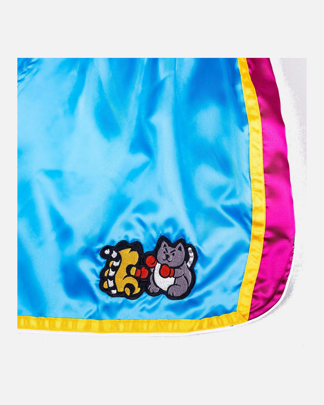 Pantaloni scurți Muay Thai 8 WEAPONS Meow Thai – Albastru/Violet