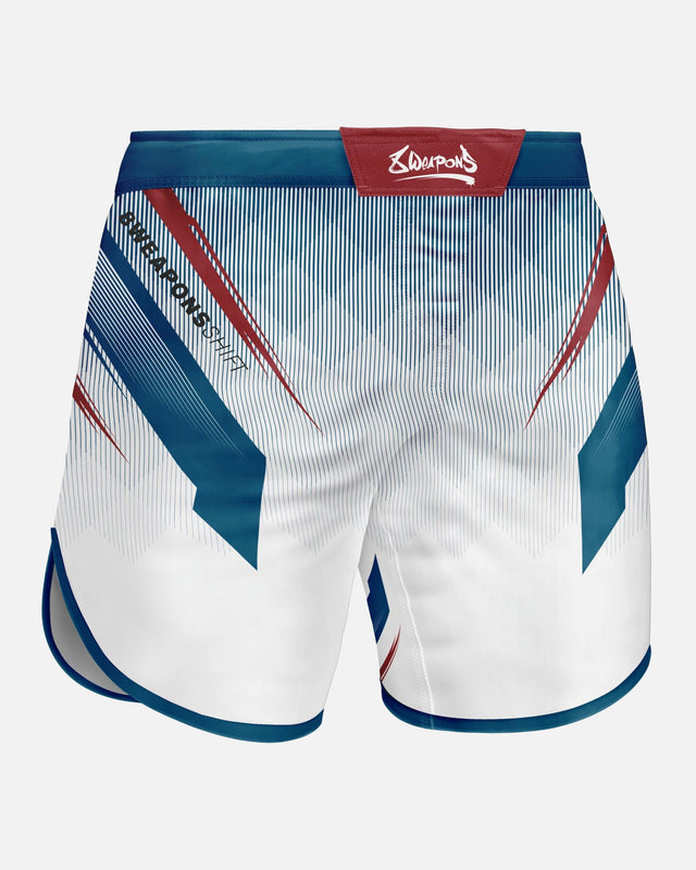 8 WEAPONS MMA-Shorts Shift – Weiß/Navy/Rot