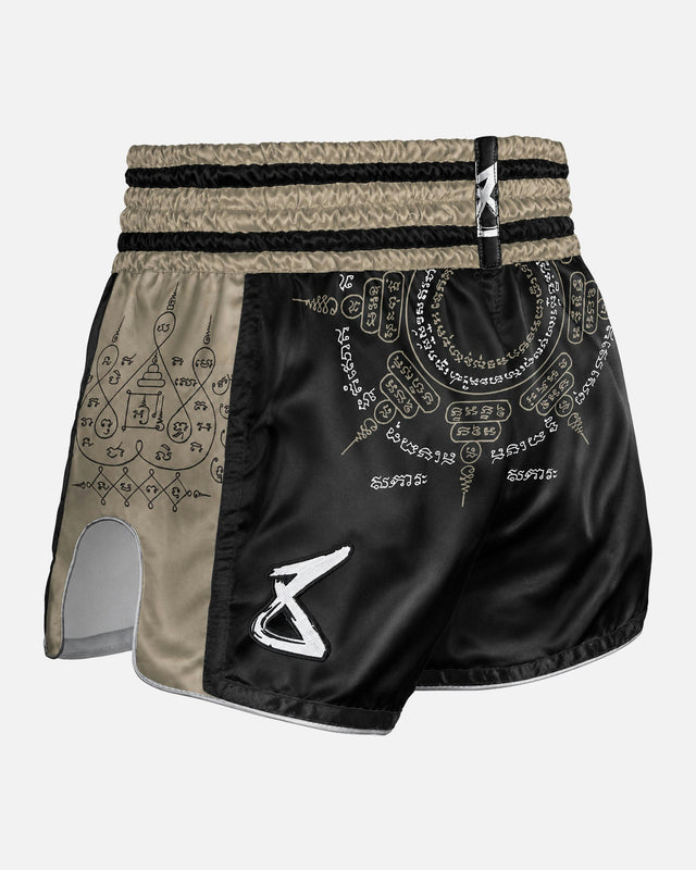 Muay Thai trenky 8 WEAPONS 8 Ways Yant 2.0 – Černá/Písková