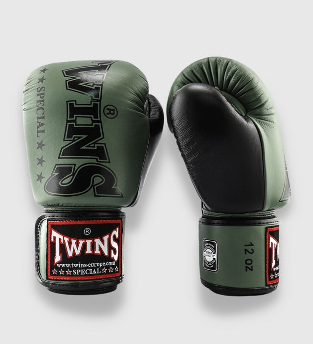 Boxerské rukavice Twins BGVL 8 – Khaki zelené/černé