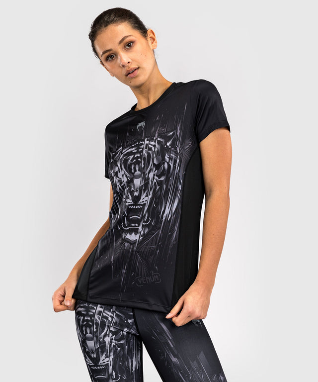 Venum T-Shirt Tiger Dry Tech til kvinder - Sort/Sølv