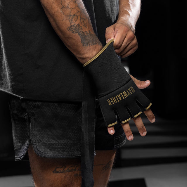 Hayabusa x Mayweather Inderhandsker Deluxe Quick Wraps - Sort/Guld