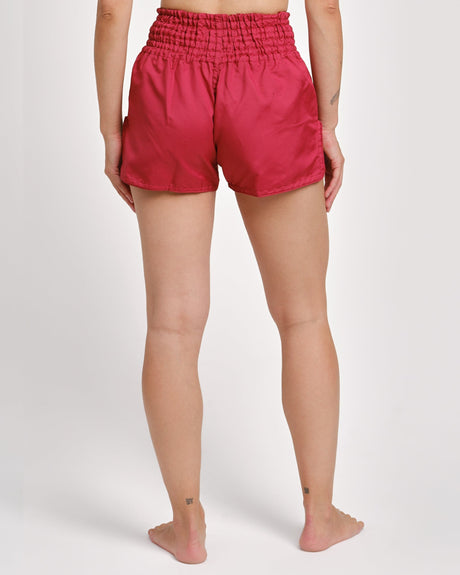 Pantaloncini Muay Thai Caged Classic – Rosso/Bianco donna
