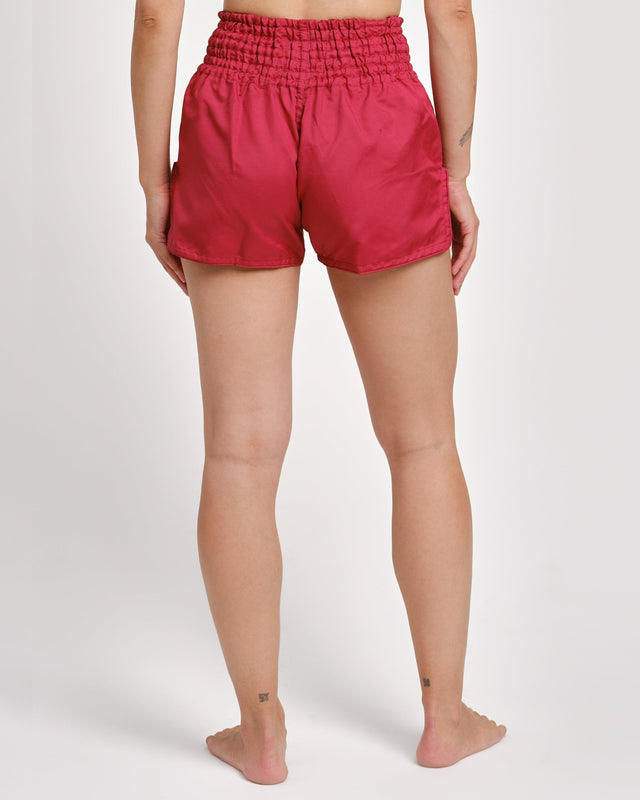 Pantaloncini Muay Thai Caged Classic – Rosso/Bianco donna