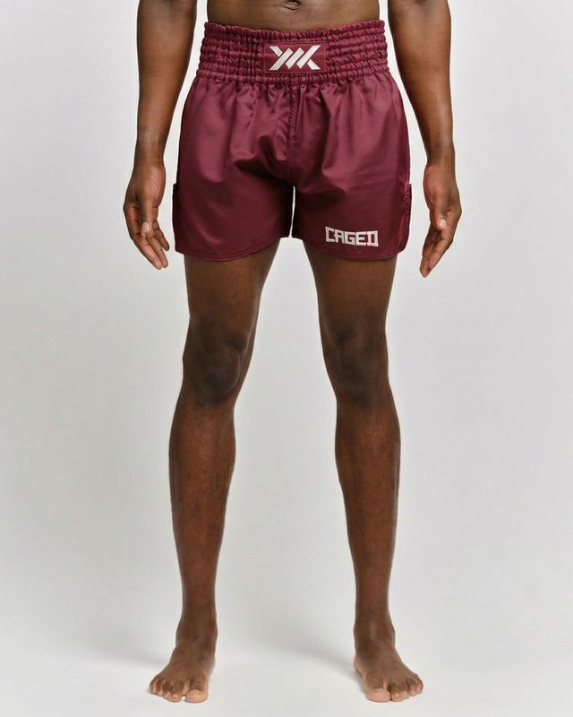 Muay Thai trenky Caged Classic – Bordeaux/Bílé