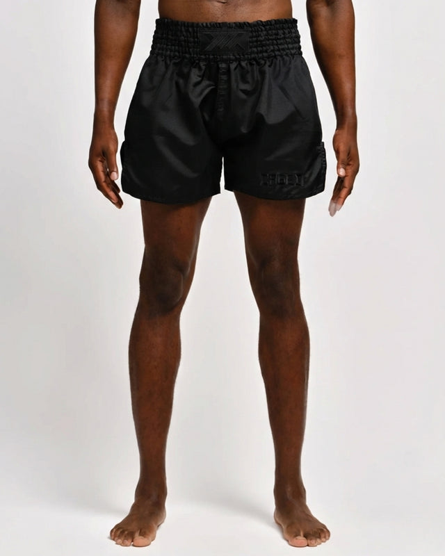 Pantaloncini Muay Thai Caged Classic – Nero/Nero