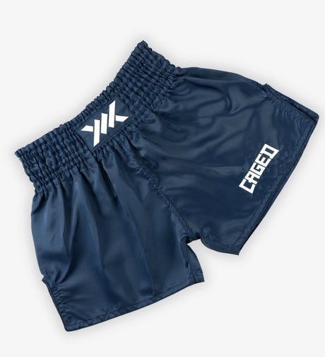 Pantaloncini Muay Thai Caged Classic – Blu navy/Bianco donna