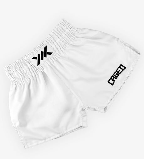 Pantaloncini Muay Thai Caged Classic – Bianco/Nero donna