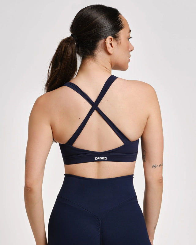 Biustonosz sportowy Caged Essential – Granatowy