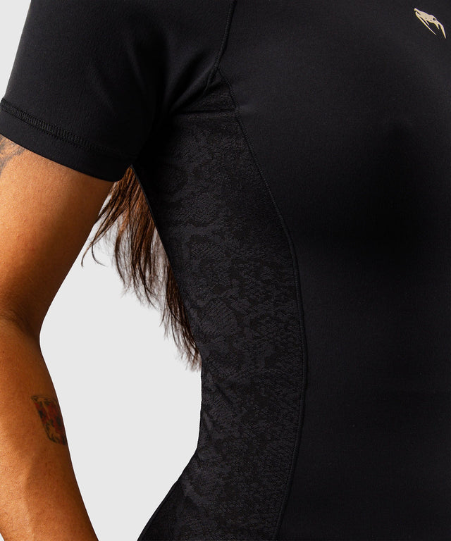 Rashguard Venum Viper manga corta para mujer - Negro