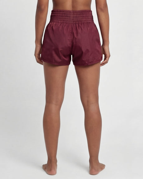 Pantaloncini Muay Thai Caged Classic – Bordeaux Rosso/Bianco da donna