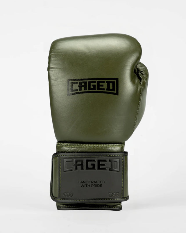Caged Boxhandschuhe 'X' Series – Khaki Grün/Schwarz