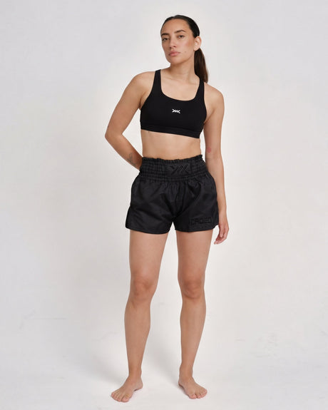 Pantaloncini Muay Thai Caged Classic – Nero/Nero donna