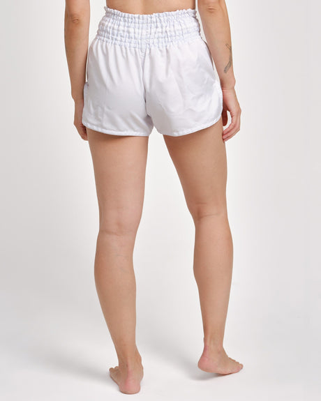 Pantaloncini Muay Thai Caged Classic – Bianco/Nero donna