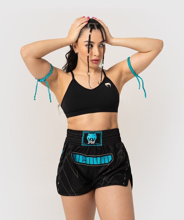 Pantalones de Muay Thai Venum x Dua – Negro/Azul eléctrico